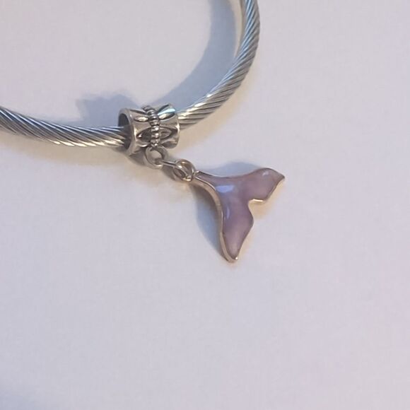 Purple Enamel Mermaid Fin Dangle Charm‎ for Pandora Style Bracelet - Picture 3 of 4